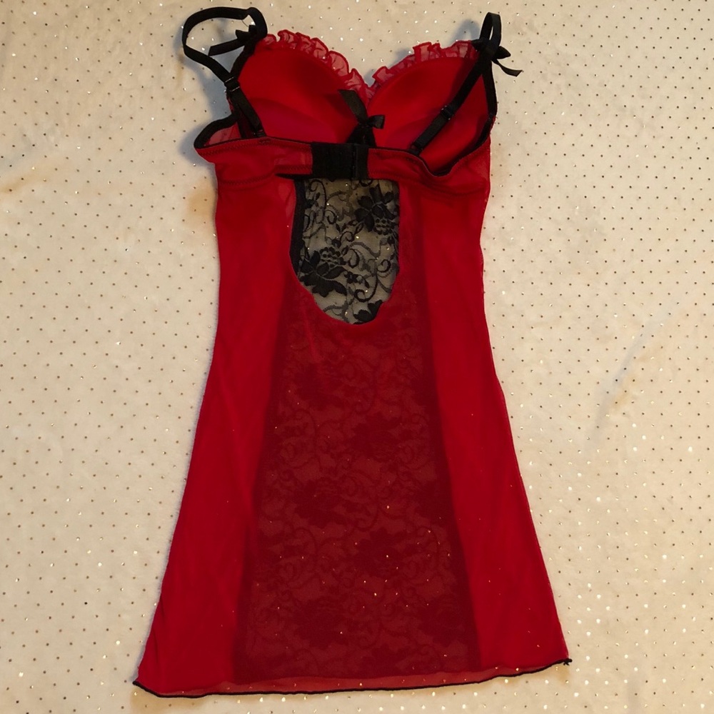 Lingerie - Mesh Push-Up Bra - Size S - Red/Black - Picture 4 of 6